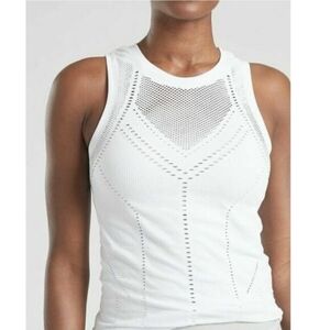 Athleta Oxygen Tank, White Sleeveless Perforated Performance - Size Medium